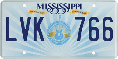 MS license plate LVK766