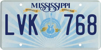 MS license plate LVK768