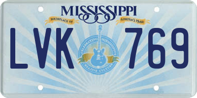 MS license plate LVK769