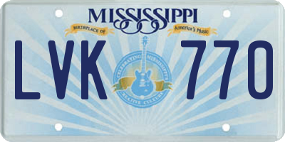 MS license plate LVK770