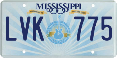 MS license plate LVK775