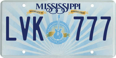 MS license plate LVK777