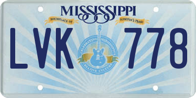 MS license plate LVK778
