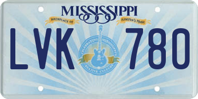 MS license plate LVK780