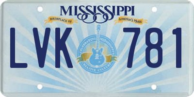 MS license plate LVK781
