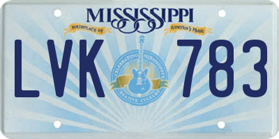 MS license plate LVK783