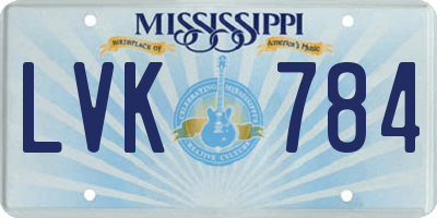 MS license plate LVK784