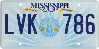 MS license plate LVK786
