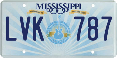 MS license plate LVK787
