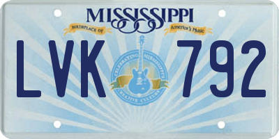 MS license plate LVK792