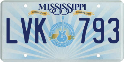 MS license plate LVK793