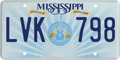 MS license plate LVK798