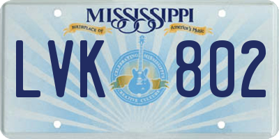 MS license plate LVK802