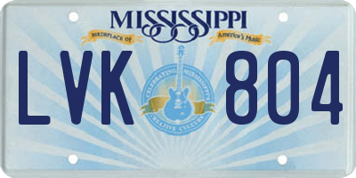 MS license plate LVK804