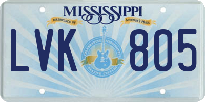 MS license plate LVK805