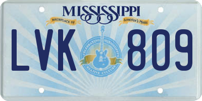 MS license plate LVK809