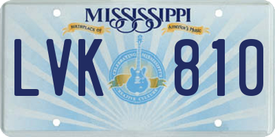 MS license plate LVK810