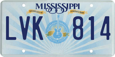 MS license plate LVK814