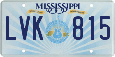 MS license plate LVK815