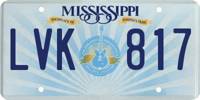 MS license plate LVK817
