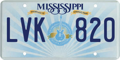 MS license plate LVK820