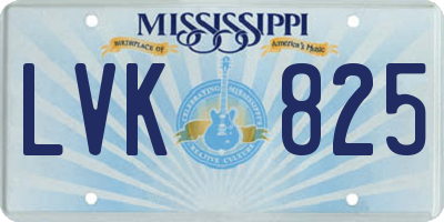 MS license plate LVK825