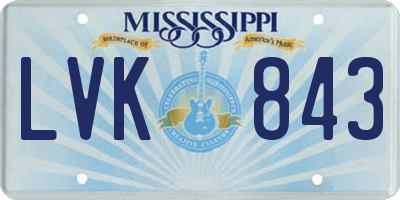 MS license plate LVK843