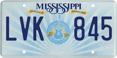 MS license plate LVK845