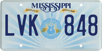 MS license plate LVK848