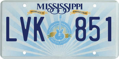 MS license plate LVK851