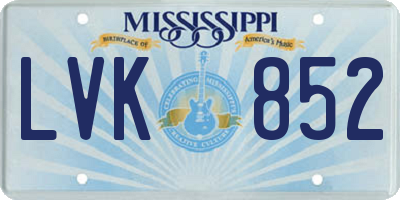 MS license plate LVK852