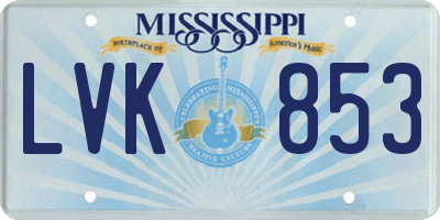 MS license plate LVK853