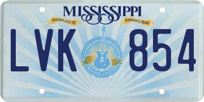 MS license plate LVK854
