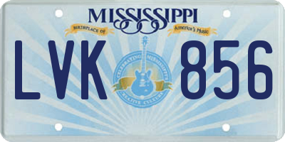MS license plate LVK856