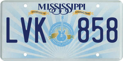 MS license plate LVK858