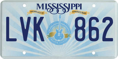 MS license plate LVK862