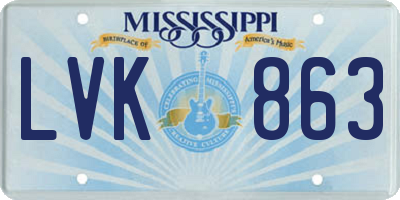 MS license plate LVK863