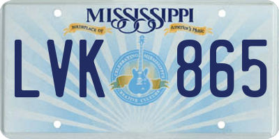 MS license plate LVK865
