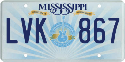 MS license plate LVK867