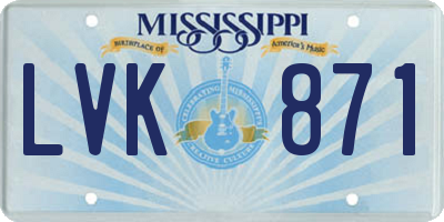 MS license plate LVK871