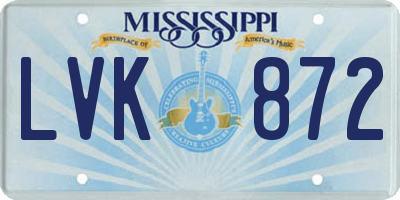MS license plate LVK872