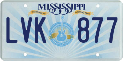 MS license plate LVK877
