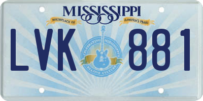 MS license plate LVK881
