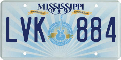 MS license plate LVK884