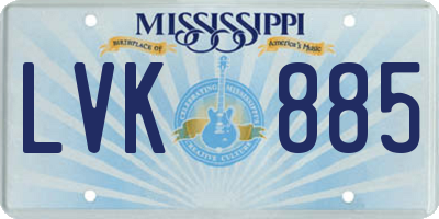 MS license plate LVK885