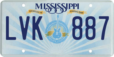 MS license plate LVK887