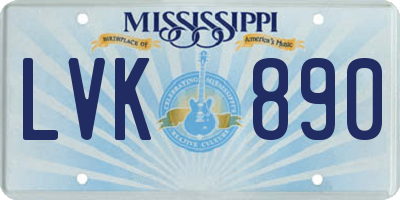 MS license plate LVK890