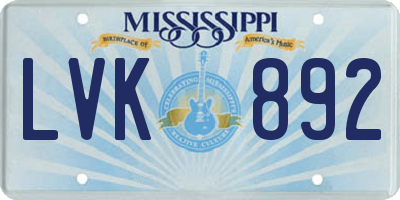 MS license plate LVK892