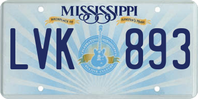 MS license plate LVK893