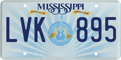 MS license plate LVK895